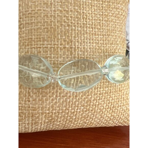Vintage Light Blue Glass Crystal Toggle Bracelet Faceted Beads Estate 7.25" - Picture 3 of 4